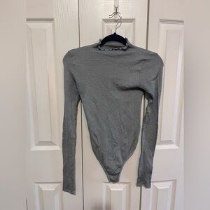Intimately by Free People Long Sleeve Bodysuit High Neck Silver Sz M/L